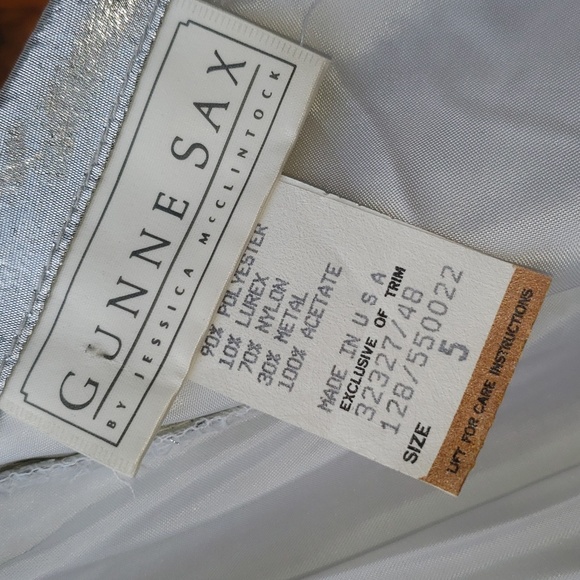 Gunne Sax One Shoulder Special Occassion Formal White Silver Lace Dress 5 - Picture 6 of 11